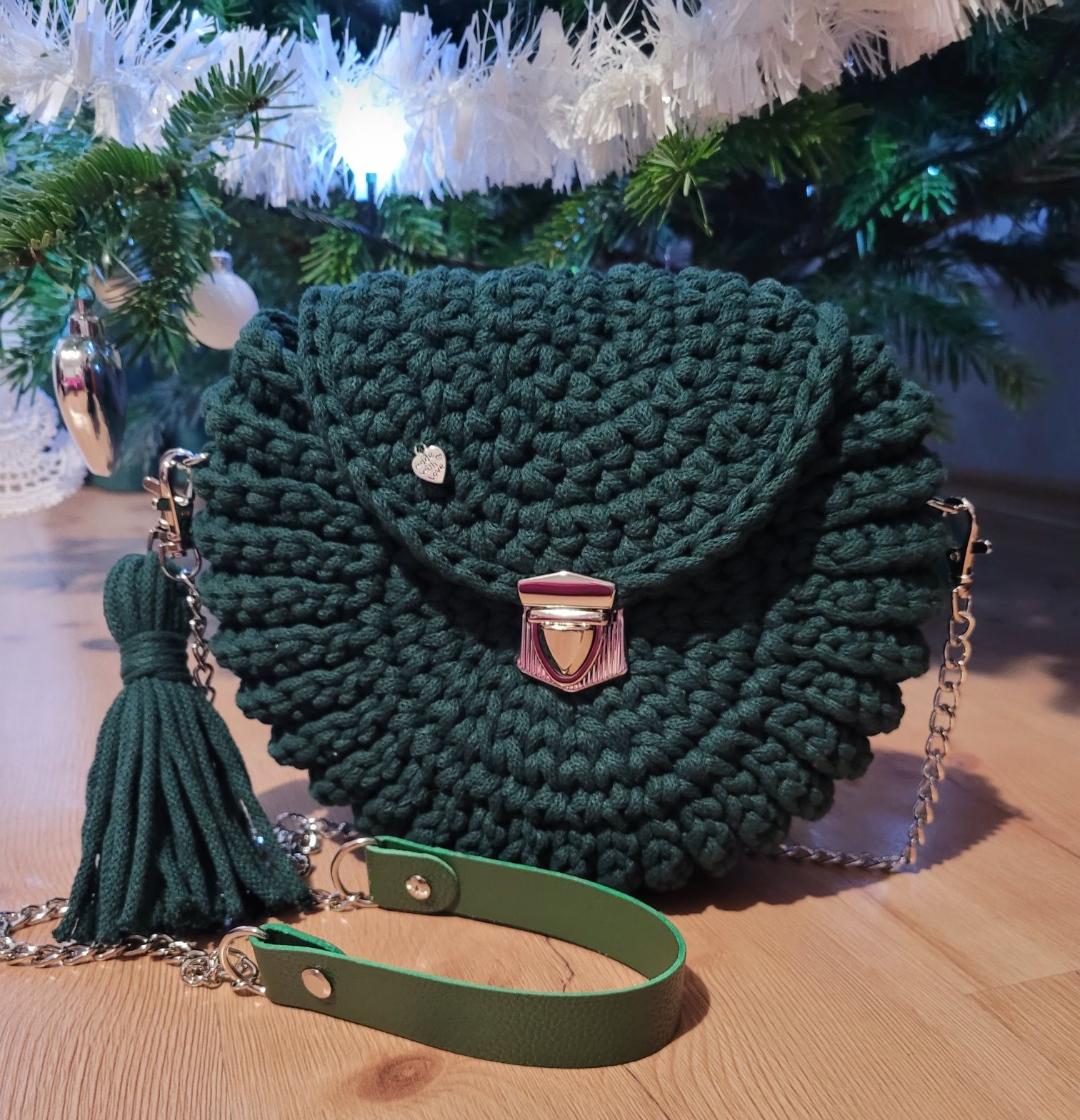 Torebka "oreo" kolor butelkowa zieleń