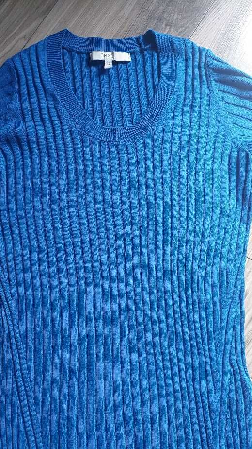 Next niebieski sweter prążki wiskoza M/L