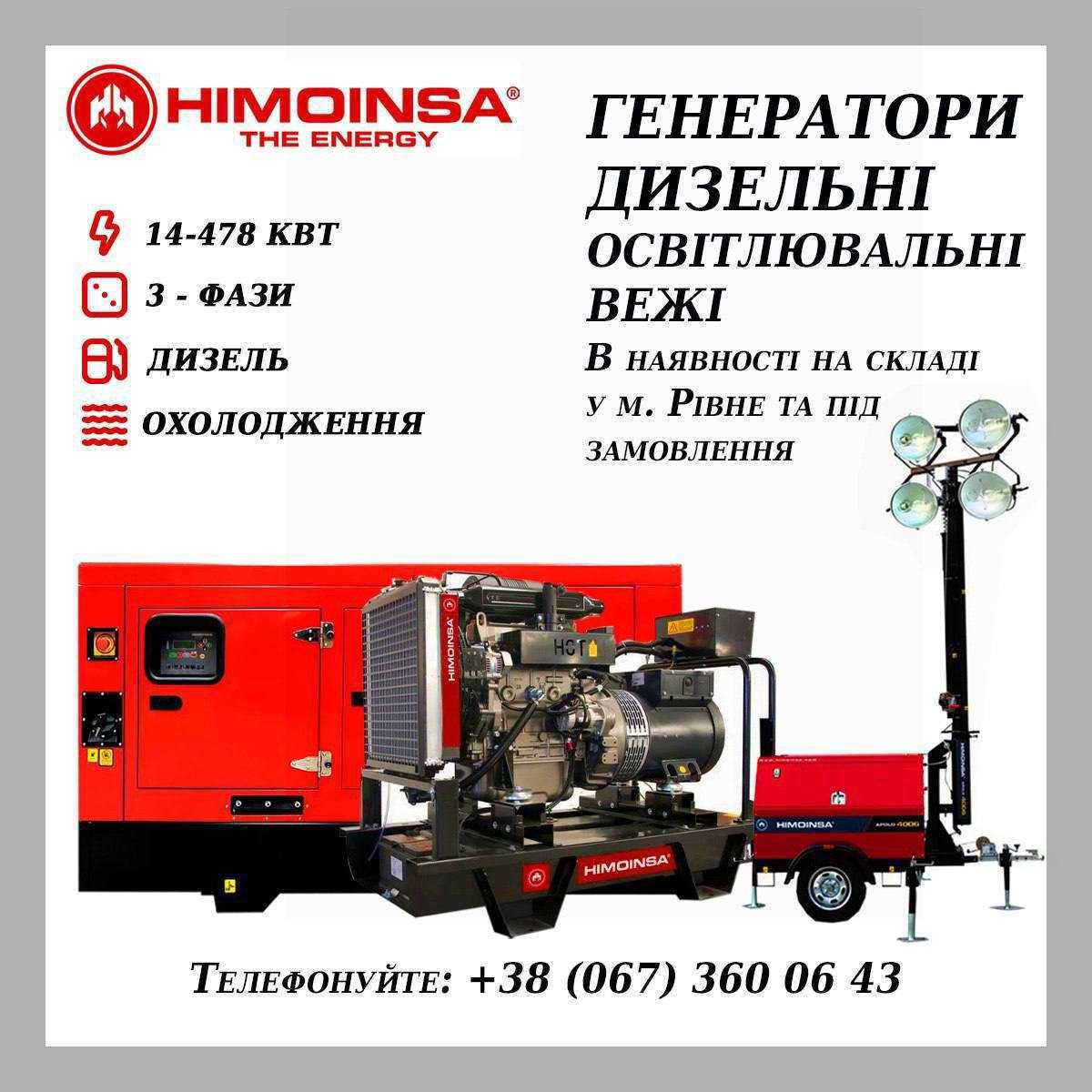 Генератори HIMOINSA 14-478 кВт (3 фази) 400/230 V    (В НАЯВНОСТІ)