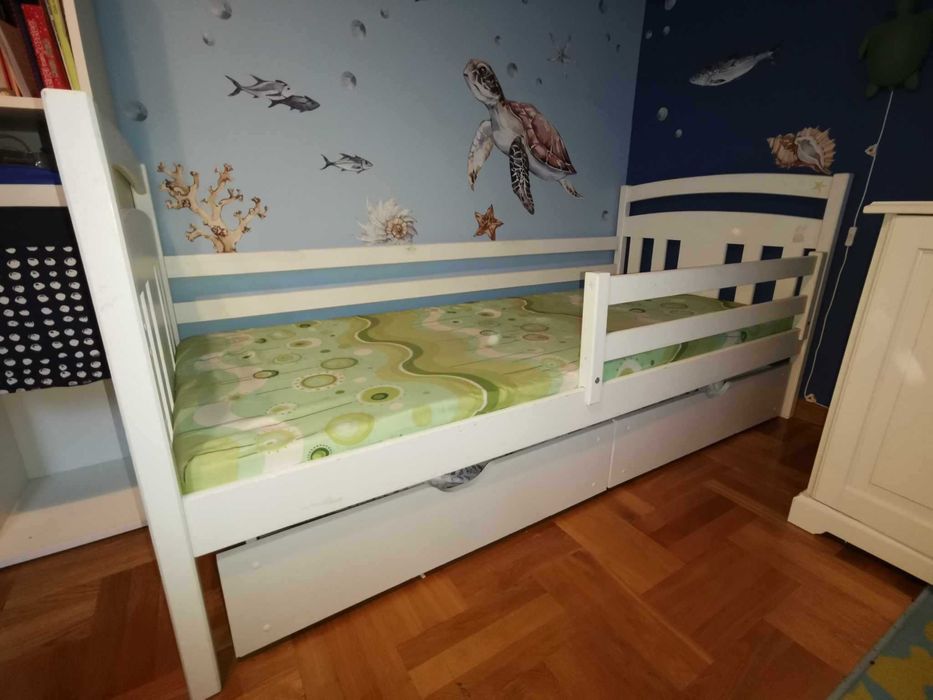 Łóżko dziecięce białe 180x80