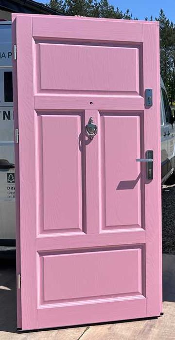 Drzwi wewnątrzklatkowe drewniane OD RĘKI KLATKOWE RÓŻOWE