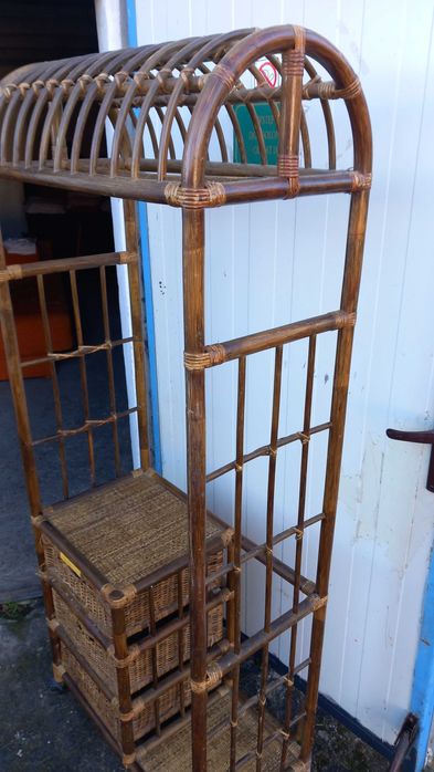 szafka wieszak na przedpokój z bambusa-wintage-boho