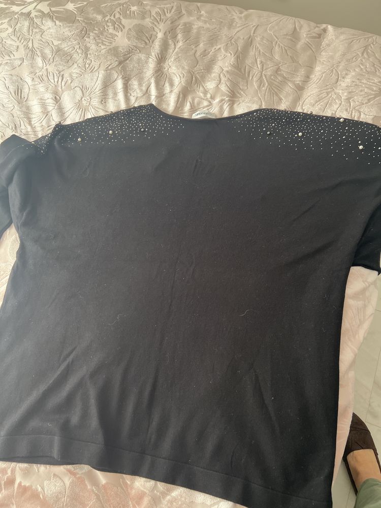 Czarna bluzka z perelkami KK rozmiar duza XL