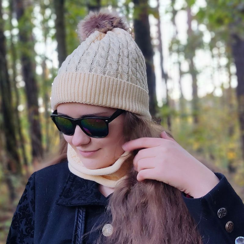 Komplet Damski Czapka Damska Zimowa + Komin