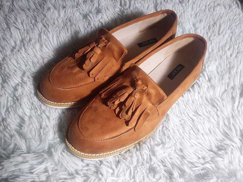Buty mokasyny musztardowe