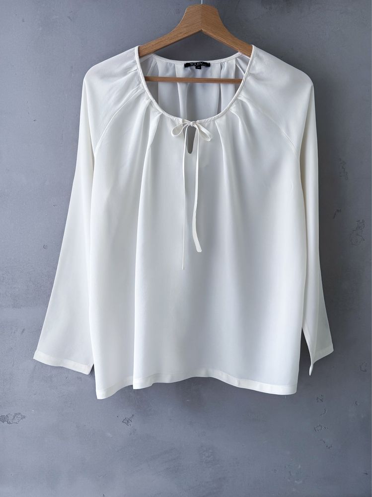 100% jedwabna bluzka 34/36 boho śmietankowa zwiewna