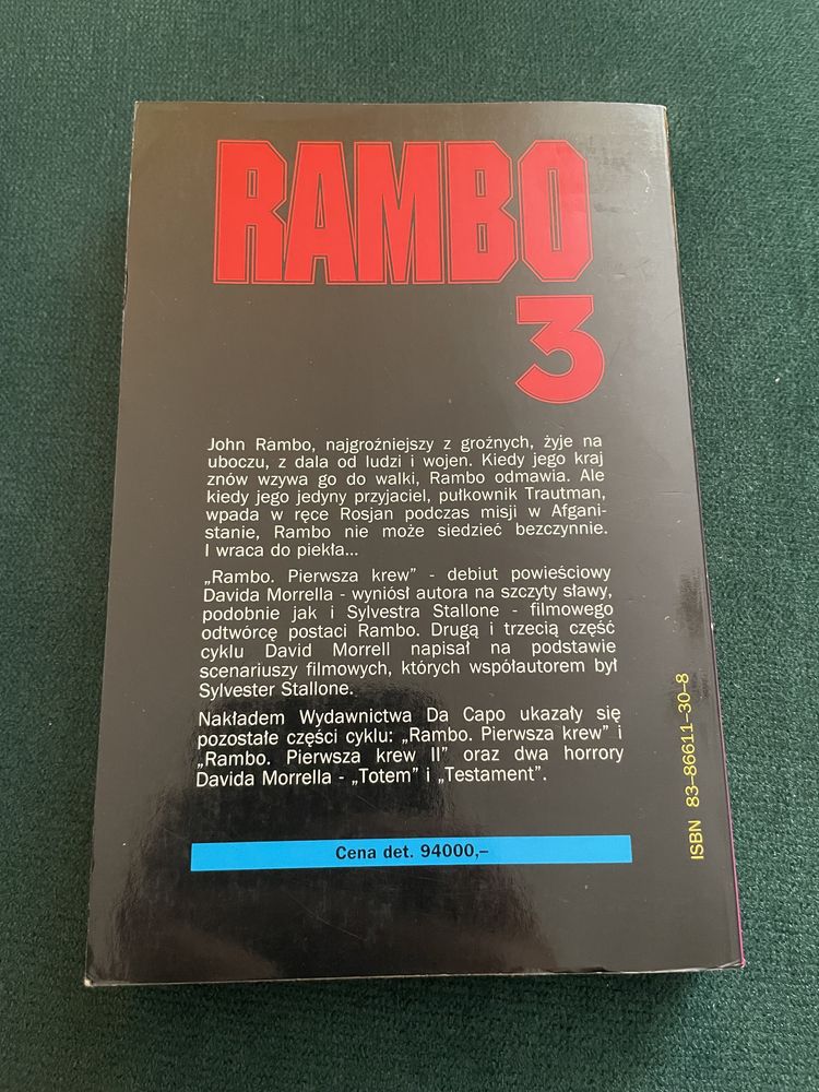 Książka David Morrell Rambo 3 Da Capo unikat retro