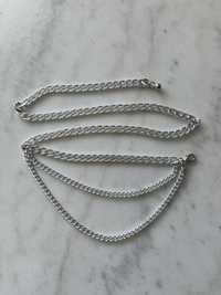 Srebrny metalowy pasek łańcuch na talię