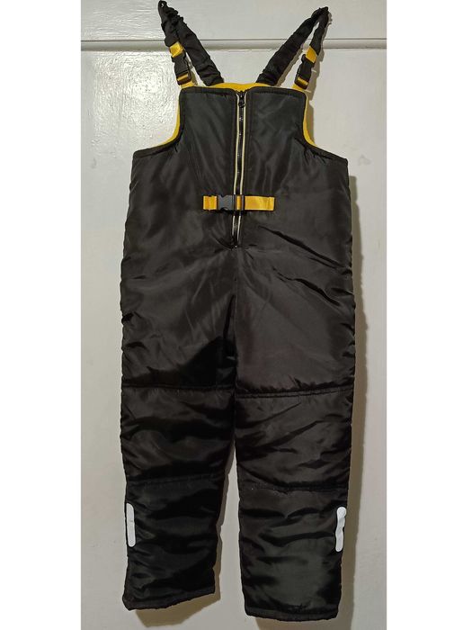 Зимний полукомбинезон детский утепленный, черный со светоотражателями