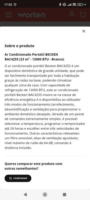 Ar condicionado portátil Becken