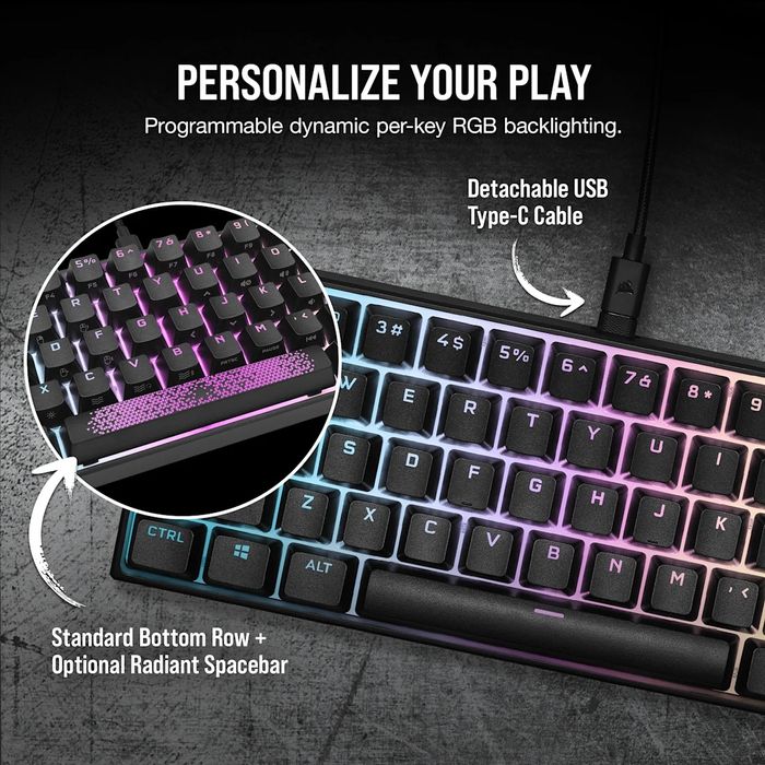 Teclado Mecânico CORSAIR K65 MINI 60% - RGB