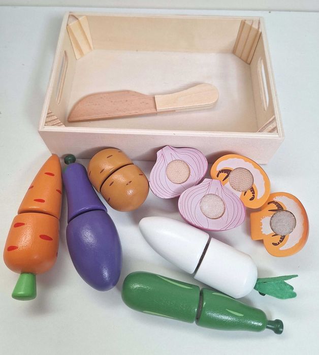 N O W E zestaw drewnianych zabawek zabawka Pizza warzywa do krojenia