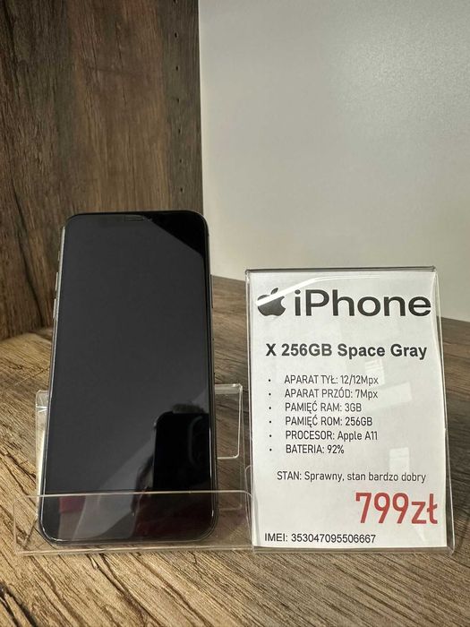 Smartfon Telefon Apple iPhone X 256GB Space Gray stan bdb gwarancja