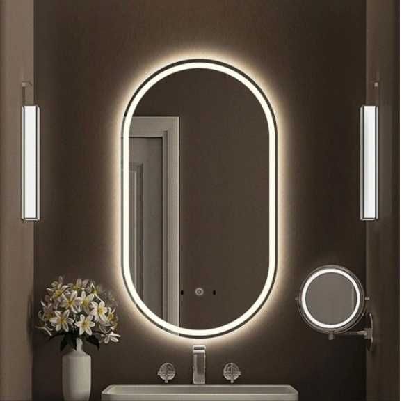 LUSTRO ŁAZIENKOWE owalne podświetlane LED 3 barwy