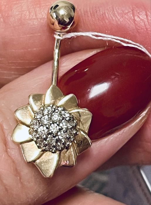 Новый золотой пирсинг с натуральными бриллиантами