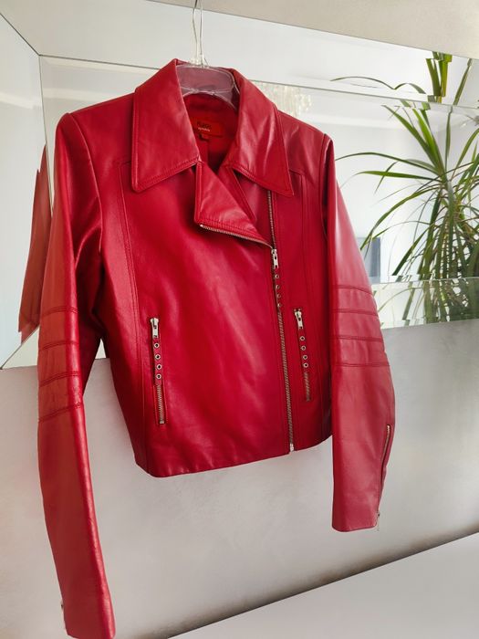 Czerwona kurtka skórzana 38 kaos auluna bomberka motocyklowa