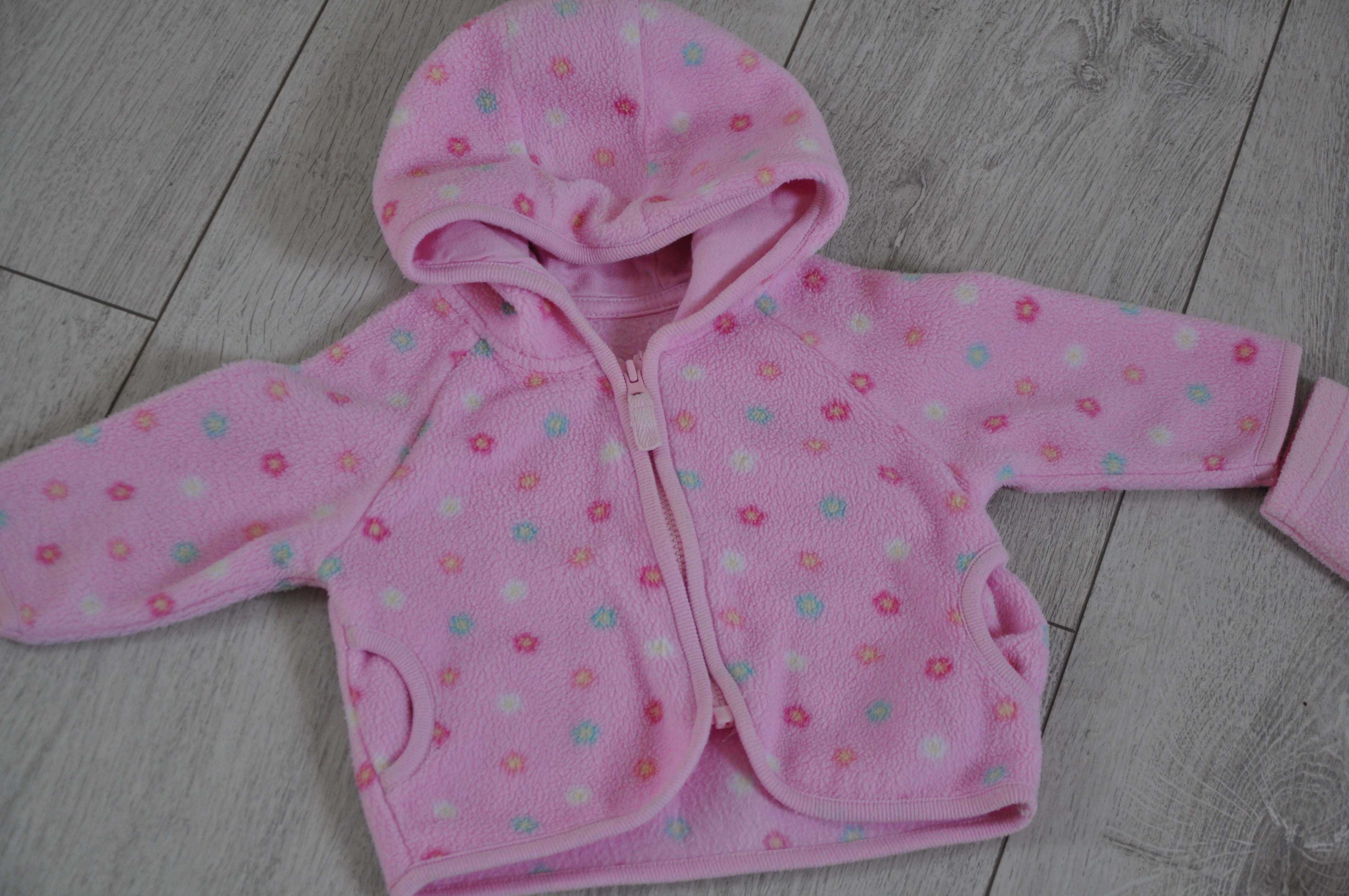 Bluzy polarowe różowe kaptur kieszonki George Tiny Ted r. 56-62cm