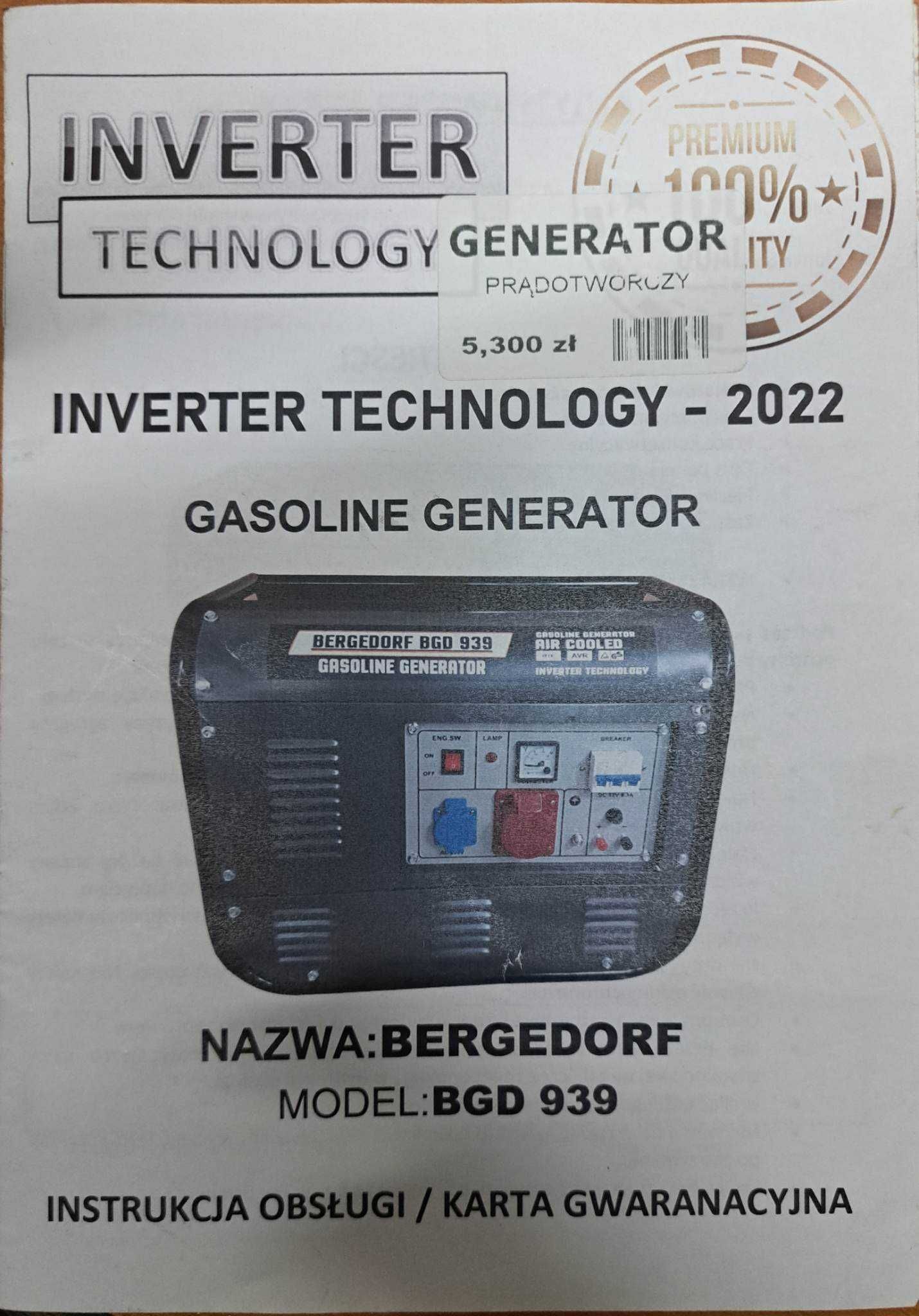 agregat prądotwórczy generator 3,8KW a 230V 6,7KW a 400V