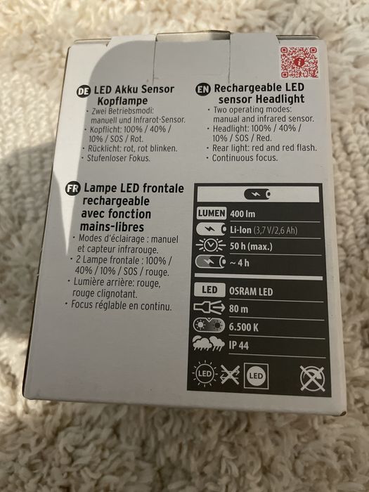 Latarka czołowa z czujnikiem podczerwieni, ładowalna SL 401