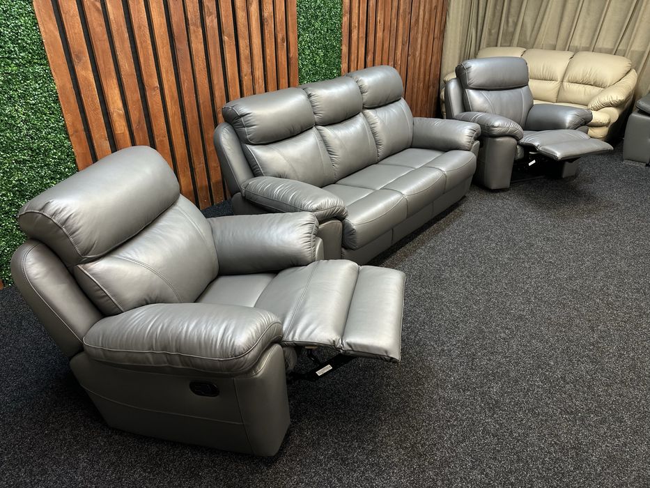 НОВИЙ реклайнер XXXL шкіряний комплект. Кожаный диван. Італія. Шкіра.