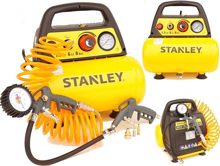 Stanley Kompresor Sprężarka 6l 8 Bar + Zestaw 6el.