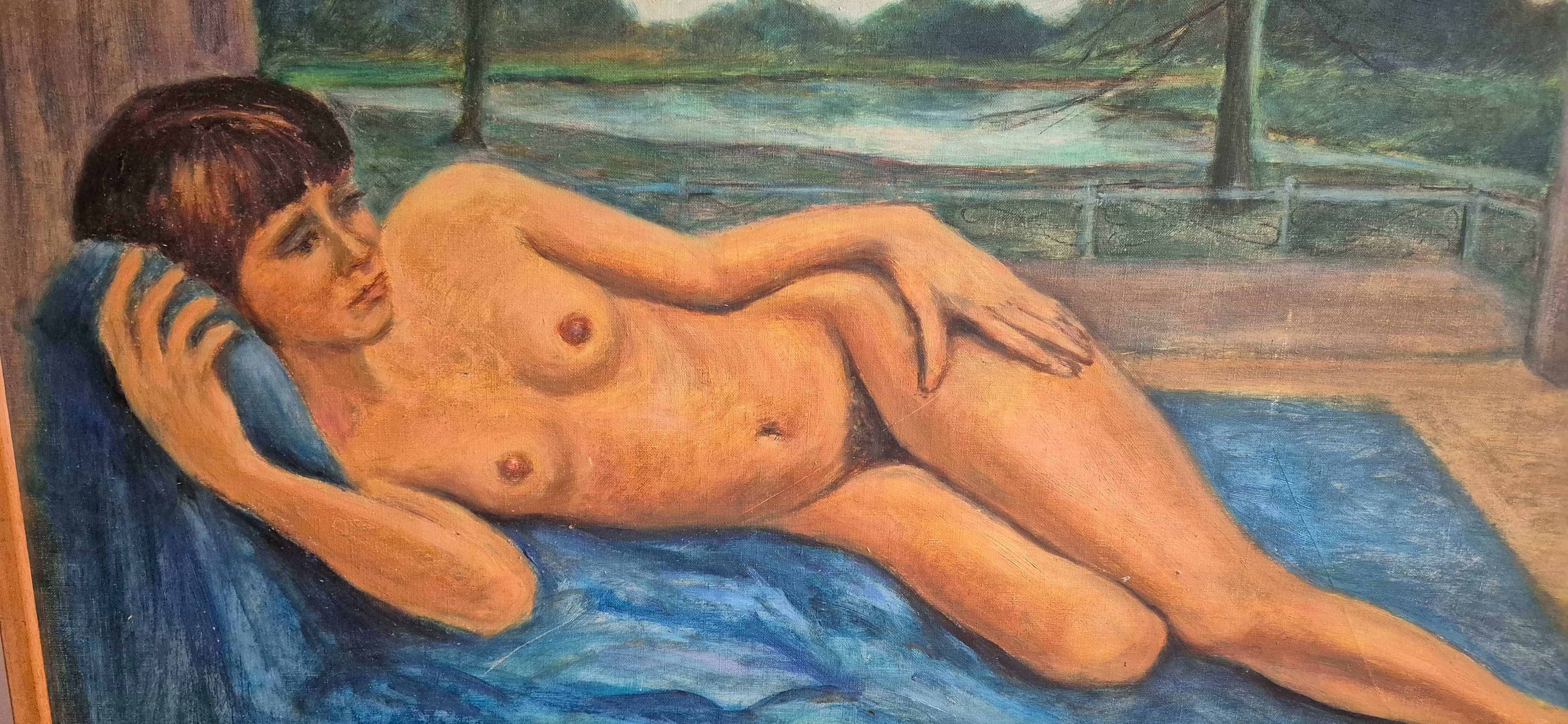 Obraz olej akt impresjonizm Kisling sygnowany J. Vareecke Belgia