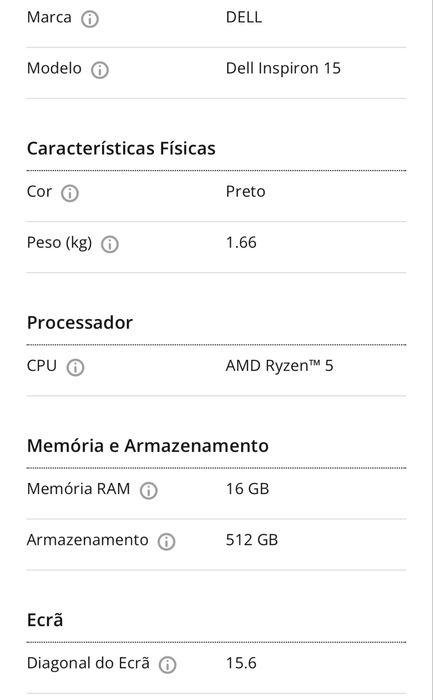 Vendo Notebook Dell com um ano e meio de uso