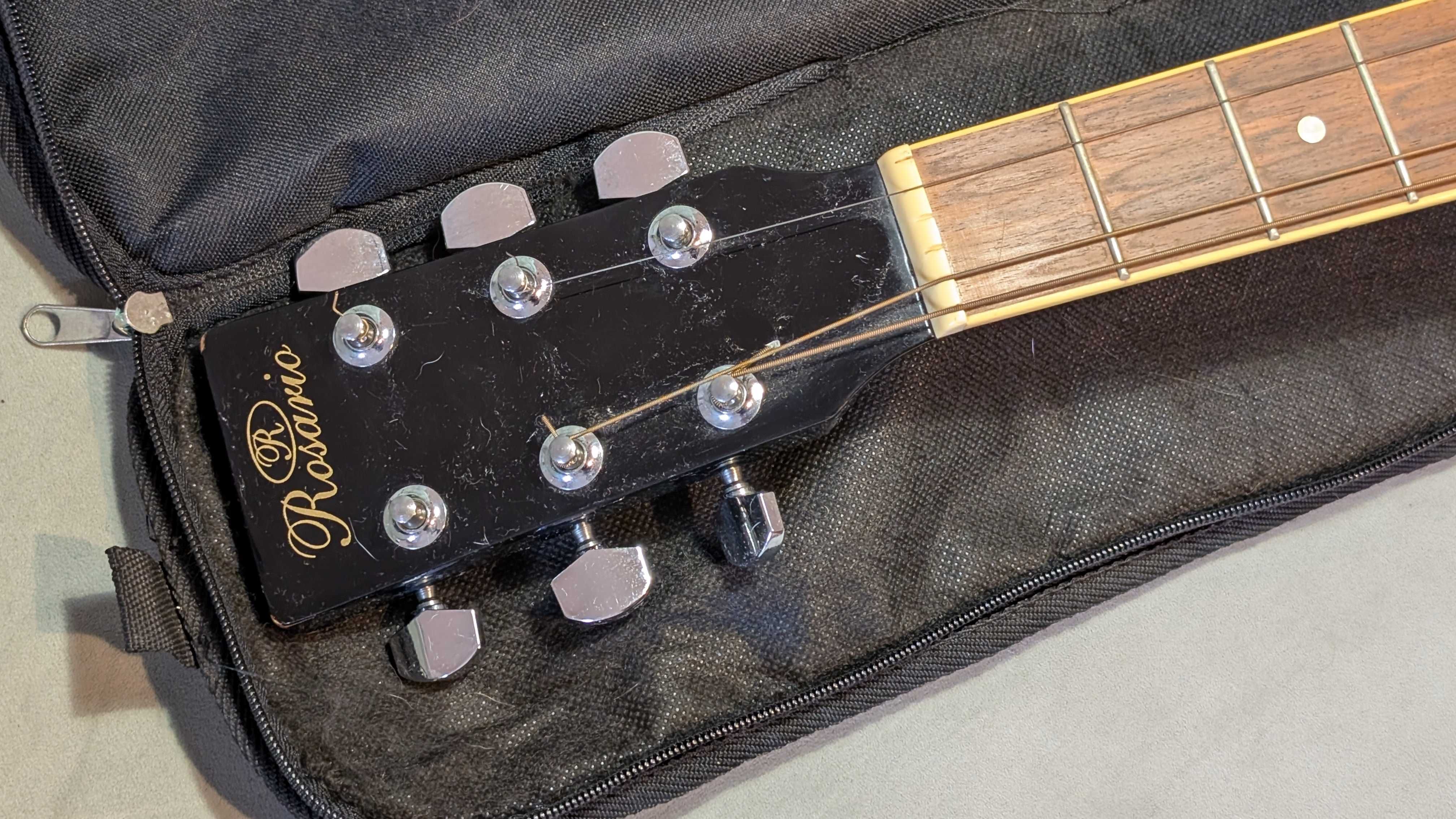 Czarna Gitara Akustyczna Rosario z Pokrowcem - Wygodna, na Start