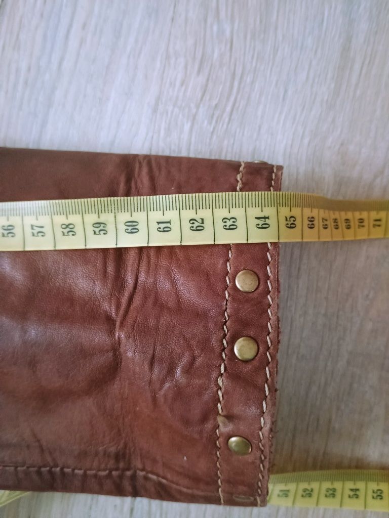 Marynarka skórzana Corty Bennett brazowa z nitami 40/42 r.