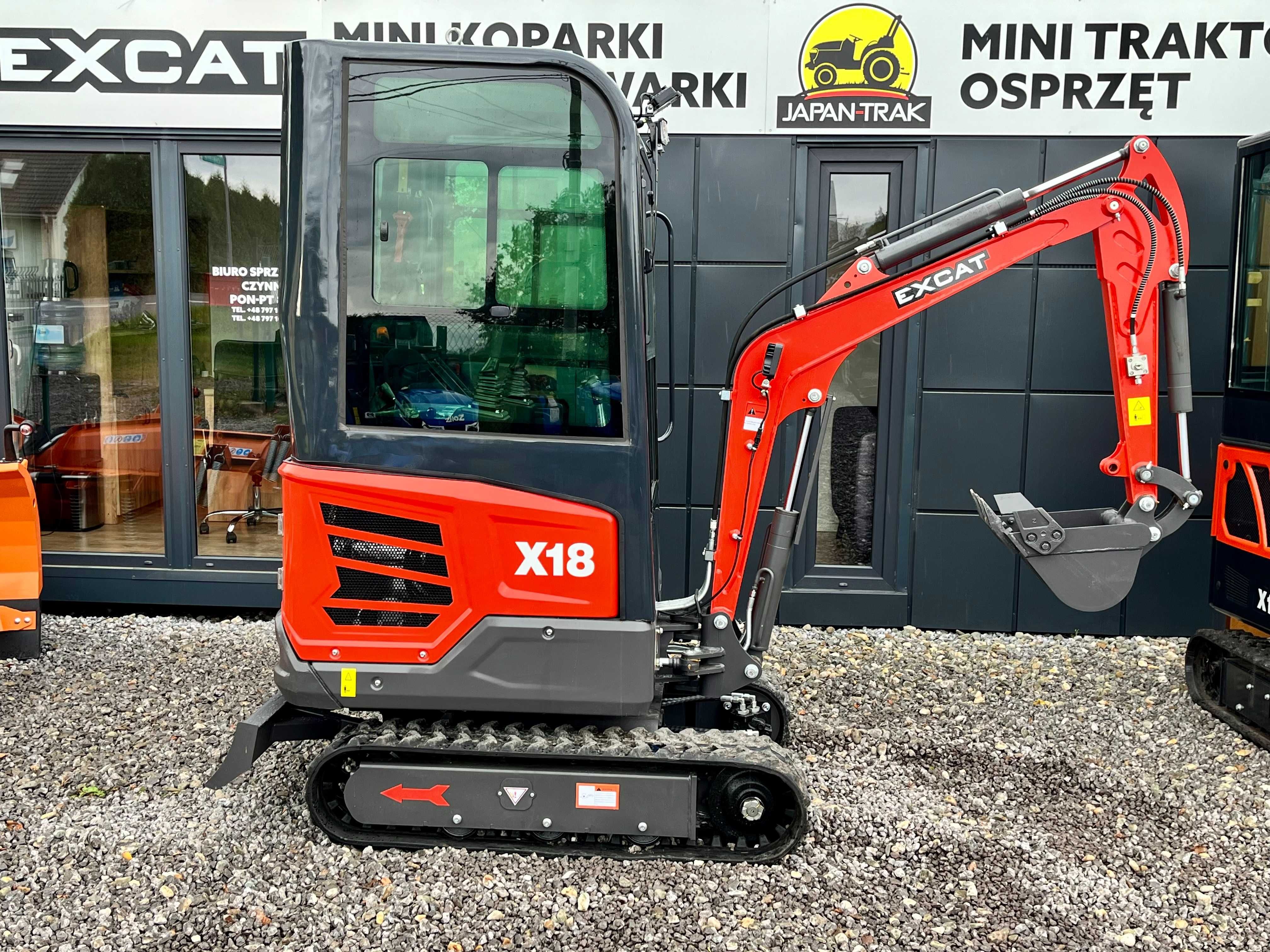 Minikoparka EXCAT X18, KUBOTA 14KM, Waga 1800kg, Leasing Kredyt