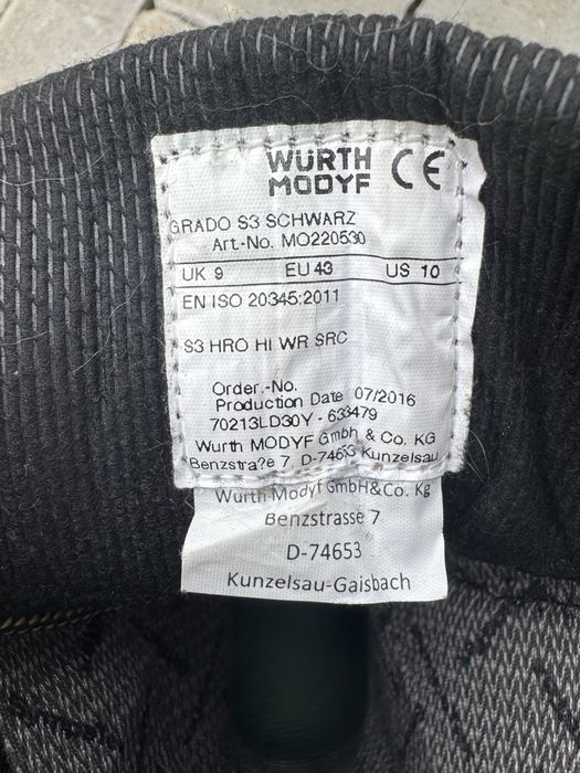 Würth Modyf Grado S3 Schwarz 43 розмір