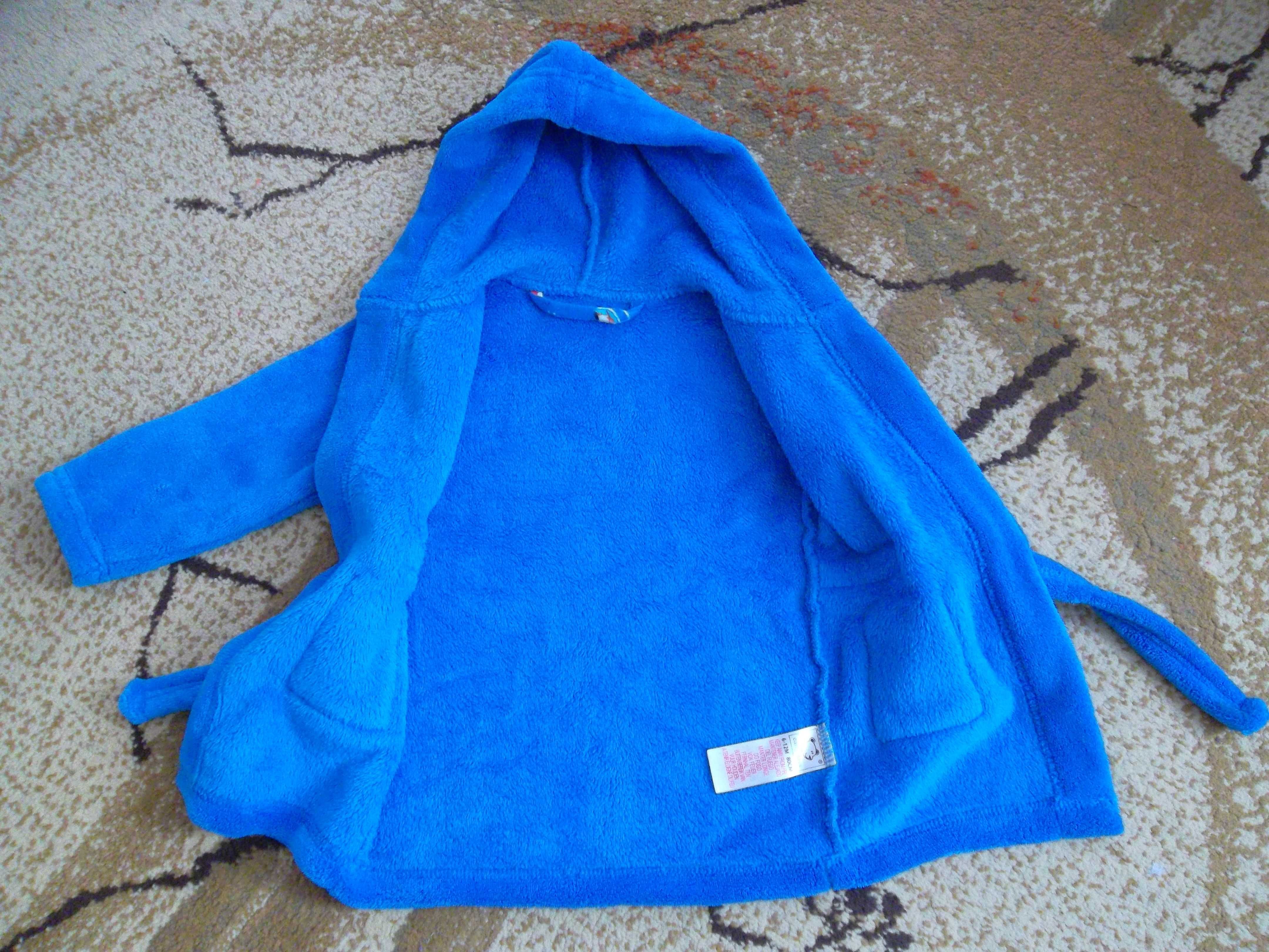 szlafrok niebieski dzieciecy 80 cm