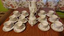 Porcelana Ćmielów Serwis kawowy pozłacany 12 osobowy