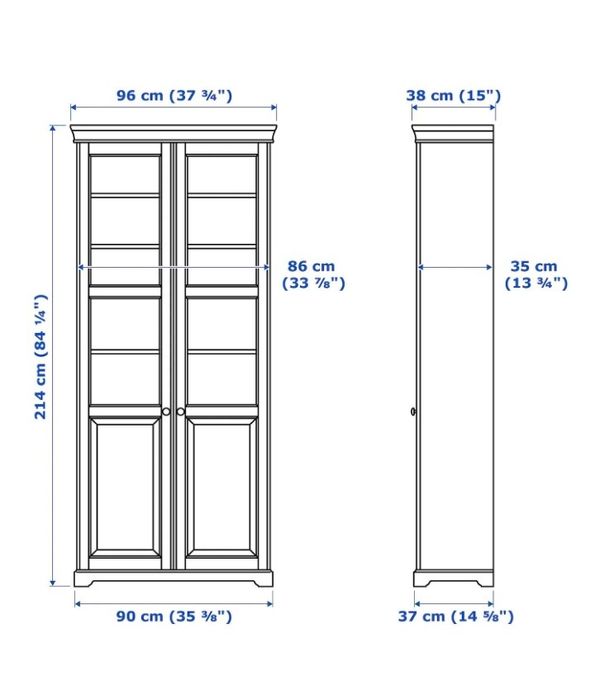 Zestaw mebli do salonu Ikea Liatorp biały - kredens, witryna, regał