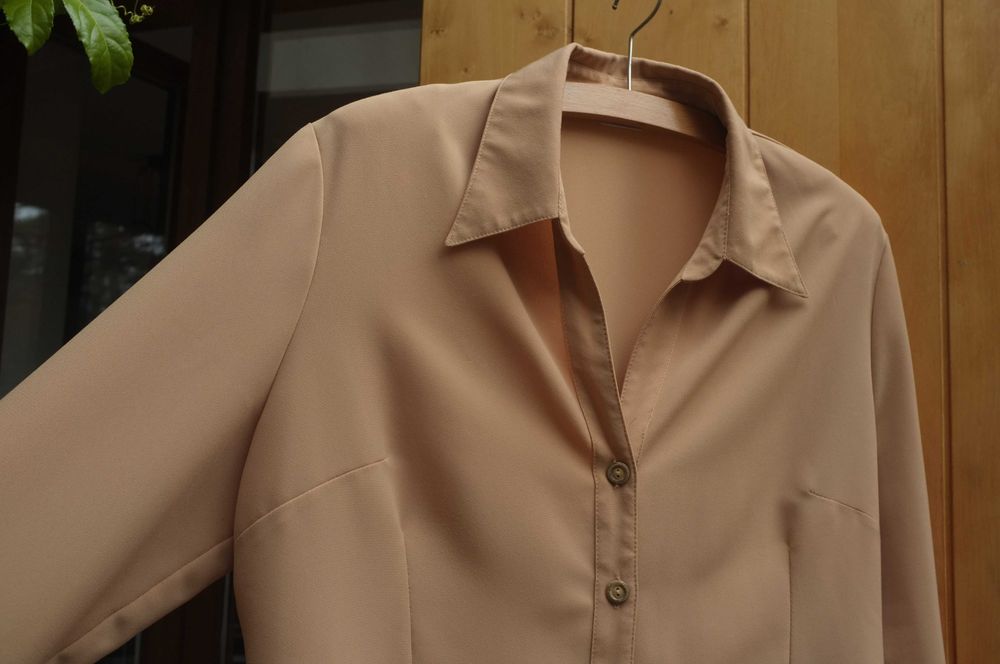 beżowa piaskowa elegancka wizytowa bluzka koszula XL Damak plussize