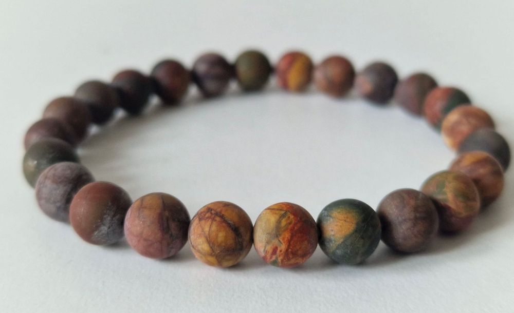 Unikatowa Bransoletka z Matowego Jaspisu 8 mm