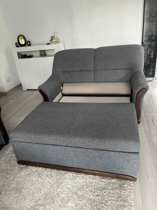 Komplet kanap kanapa z funkcją spania + pufa, sofa, sofy, pojemnik