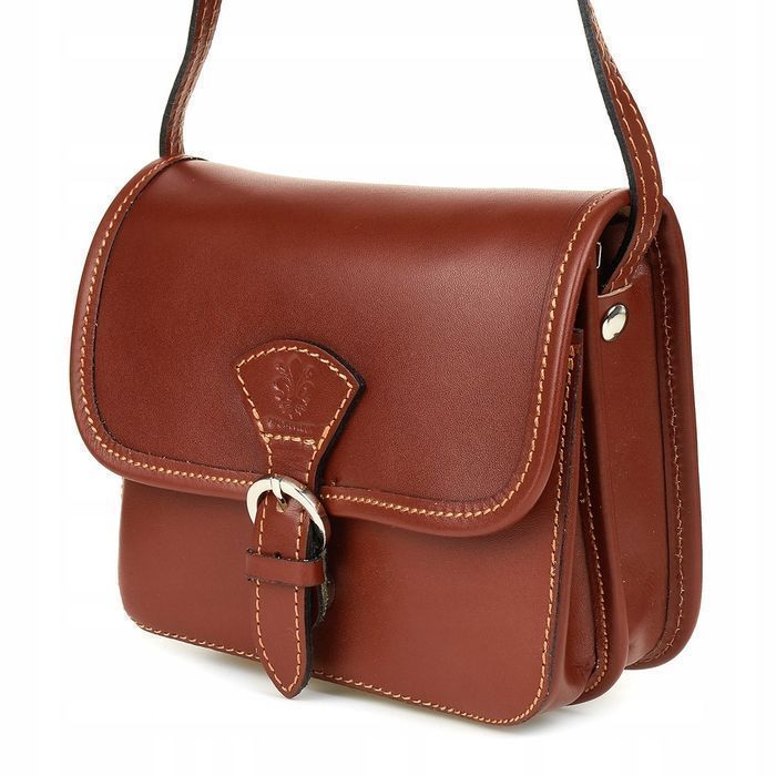 Beltimore Damska Skórzana Mała Torebka Listonoszka brązowa elegancka