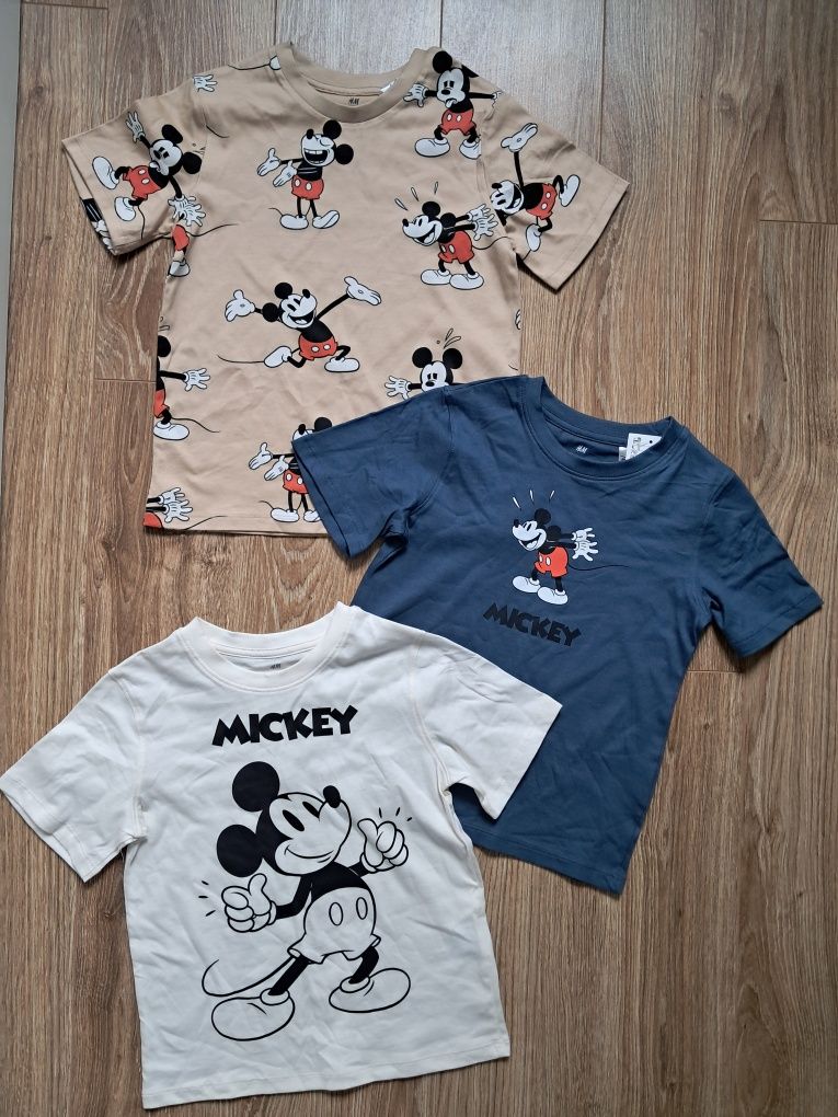 H&M 3pack t-shirty chłopięce Myszka Mickey Miki 134/140