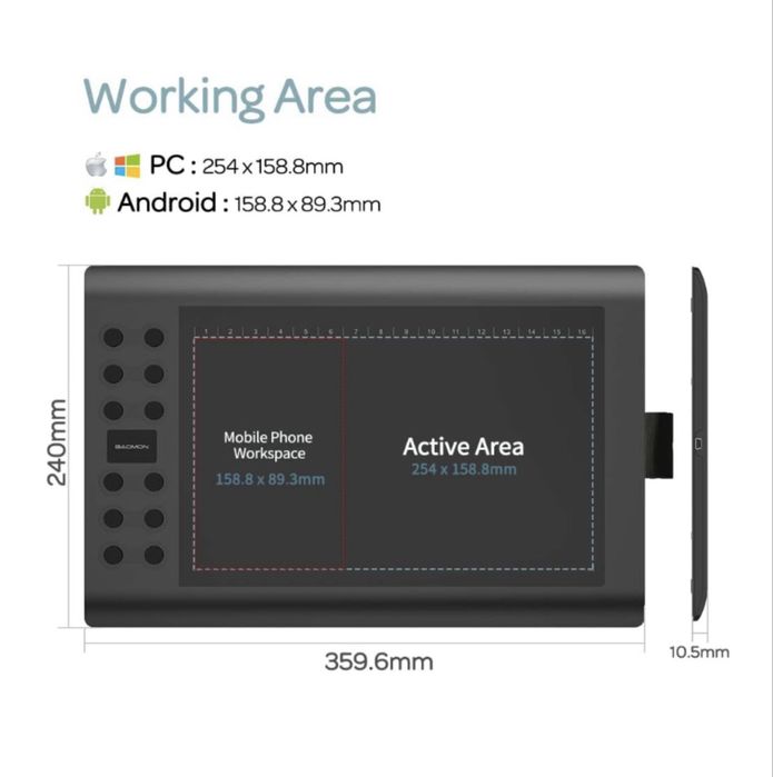 Графічний планшет Gaomon M106K Pro для малювання