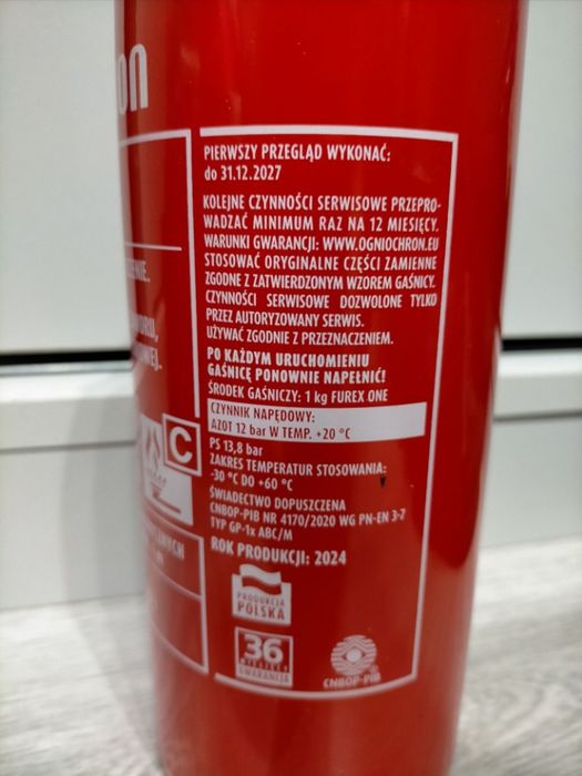 Gaśnica proszkowa samochodowa 1kg ogniochron