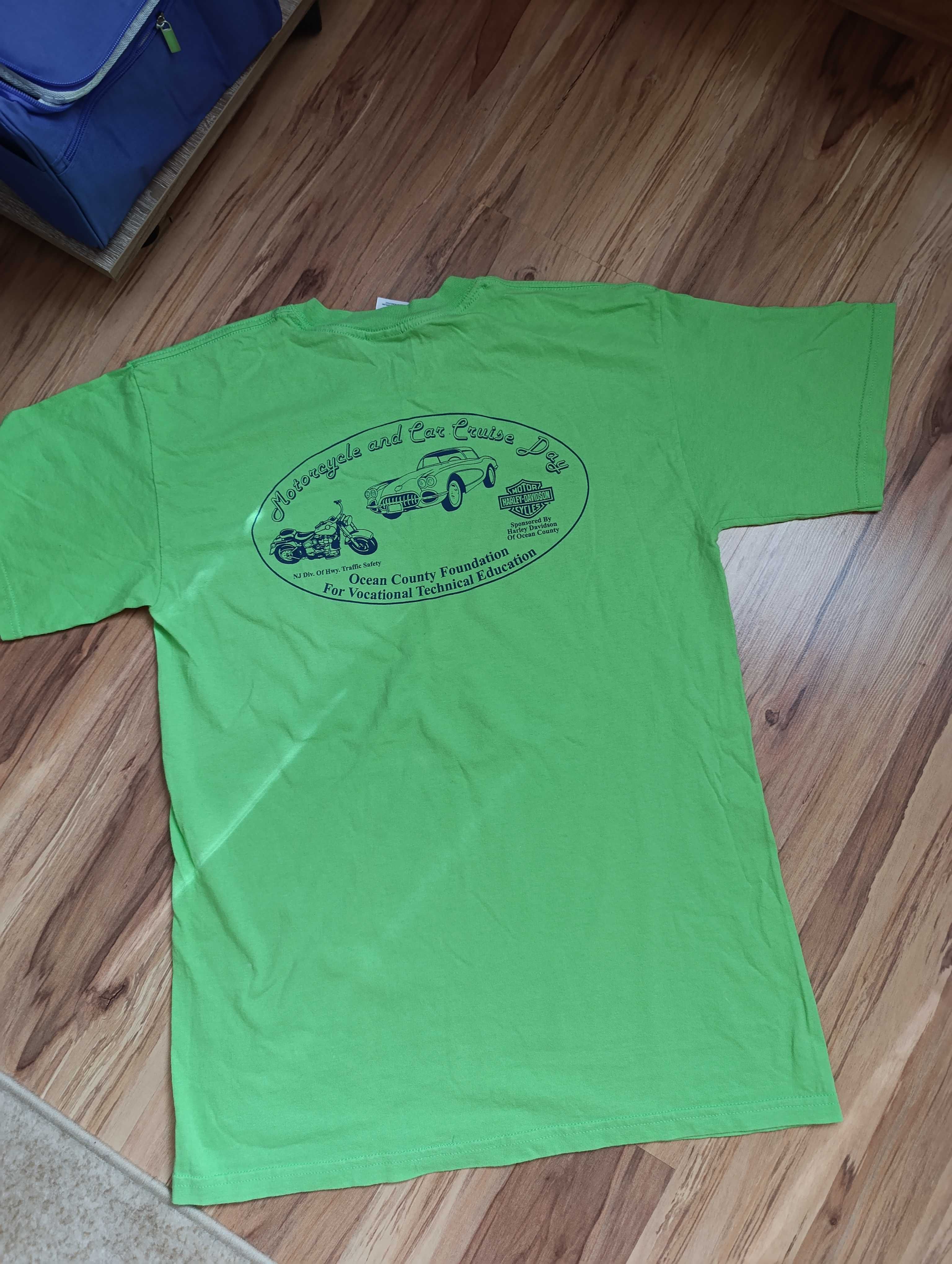 Koszulka męska zielona M 38 t-shirt motorcycle motorowa