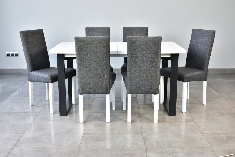 Stół nogi metal + 6 krzeseł tapicerowanych Extra cena! Dostawa