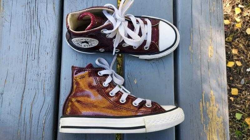 Кеды кроссовки converse all stars junior glitter bordeaux на шнуровке