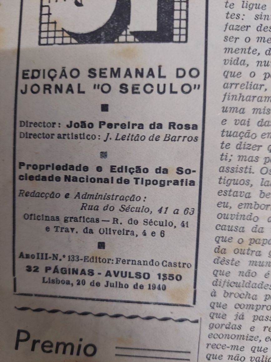 Revista  seculo ilustrado festa colete encarnado Vila Franca xira