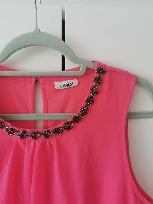 Różowa elegancka bluzka na ramiączkach top damski M 38 L 40