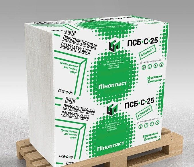 Пенопласт ПСБ-С-25,35. 10 см (1 х 1 м) - все размеры