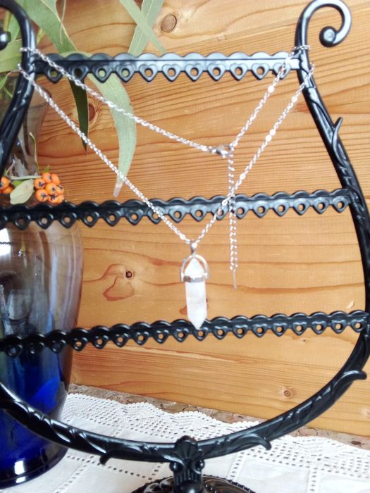 Colar Cristal Quartzo ou Obsidiana - Novos