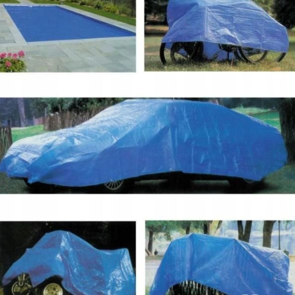 Plandeka NIEBIESKA 10x15m Wzmacniana oczka Okryciowa 75g/m2