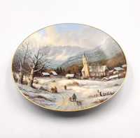 Talerz porcelanowy zimowy Bradex retro kolekcjonerski świąteczny antyk